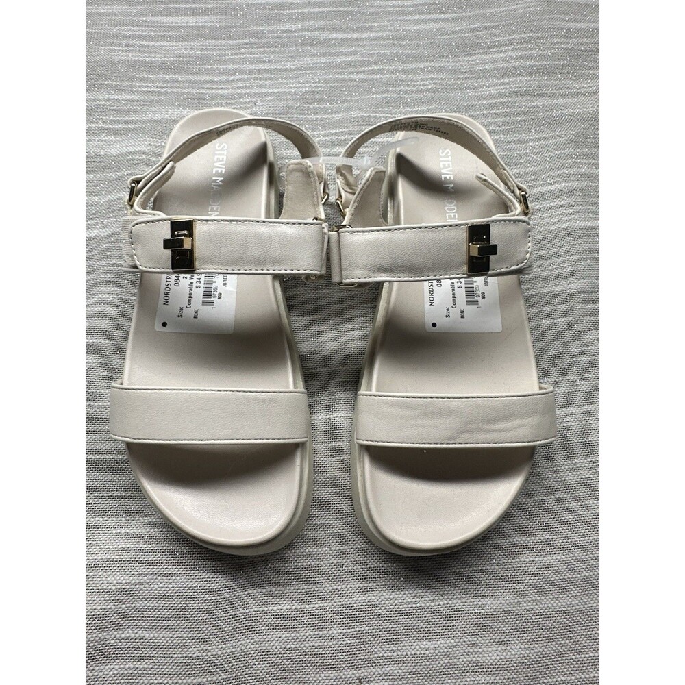 NWT Steve Madden Mona Girls Slingback Strappy Platform Sandals Bone Size 2M